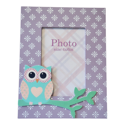 Purple & Green Owl Photo Frame girl baby children's décor