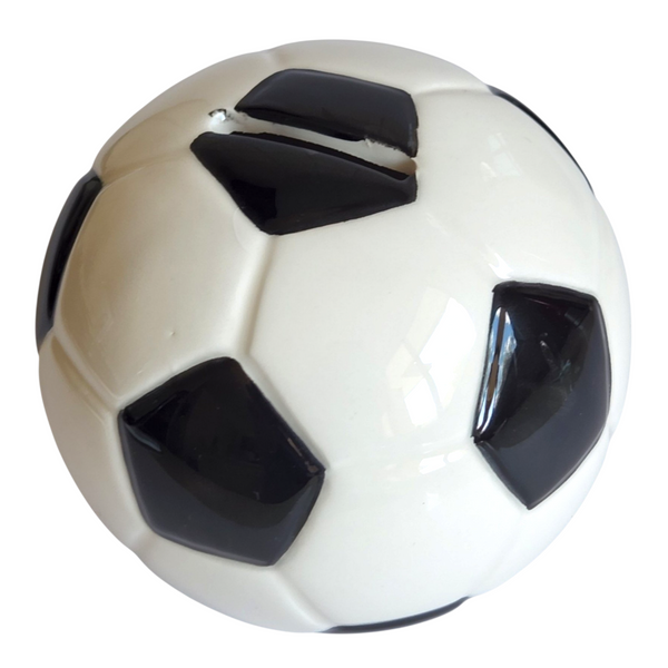Children's Black & White Ceramic Soccer Ball Money Box