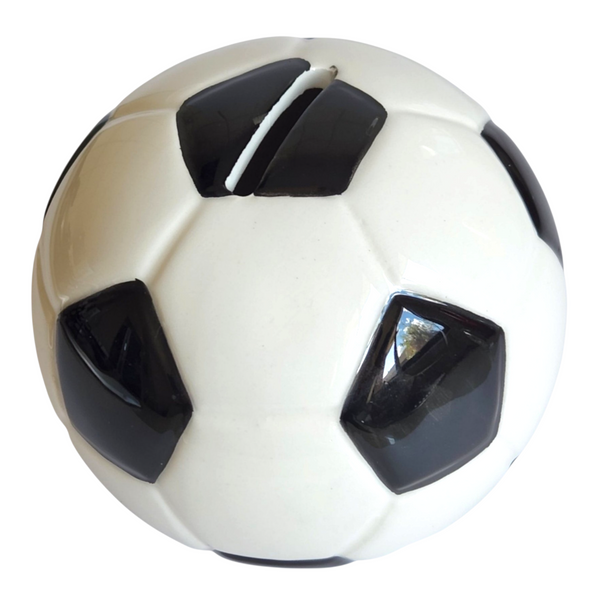 Children's Black & White Ceramic Soccer Ball Money Box