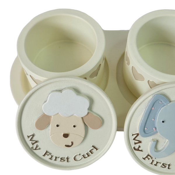 Set 2 Noah's Ark My First Tooth & My First Curl Baby Keepsake In Gift Box