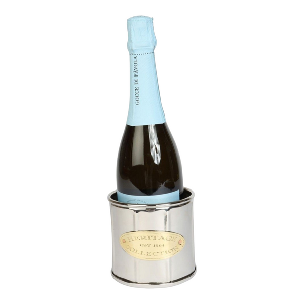 Silver Polished Heritage Collection Single Bottle Wine Holder