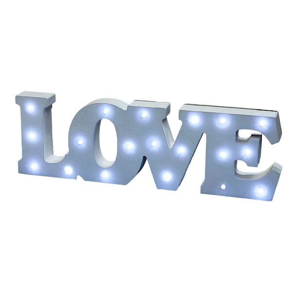 White Wood LED Light Up LOVE Tabletop Words Sign Decoration