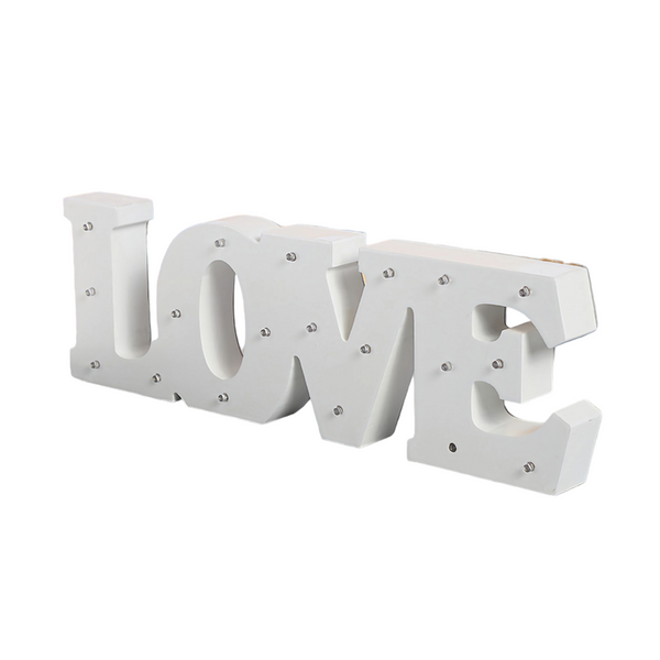 White Wood LED Light Up LOVE Tabletop Words Sign Decoration
