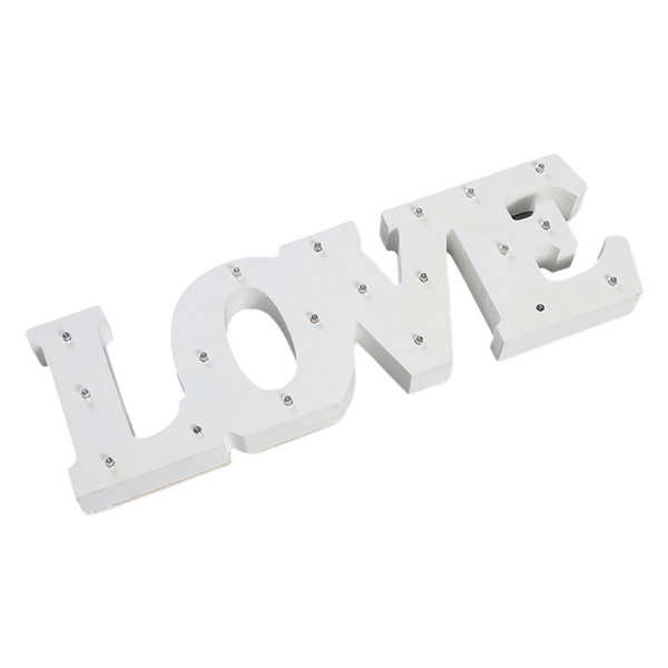 White Wood LED Light Up LOVE Tabletop Words Sign Decoration