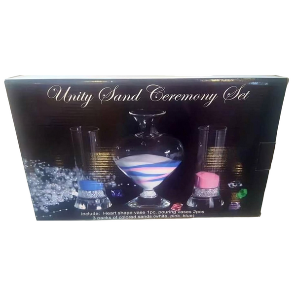Wedding Unity Sand Ceremony Set- 3 Glass Vase & 3 Coloured Sand
