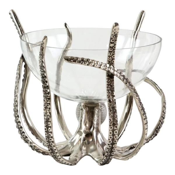 Silver Plated Octopus Champagne & Wine Ice Cooler Glass Bowl