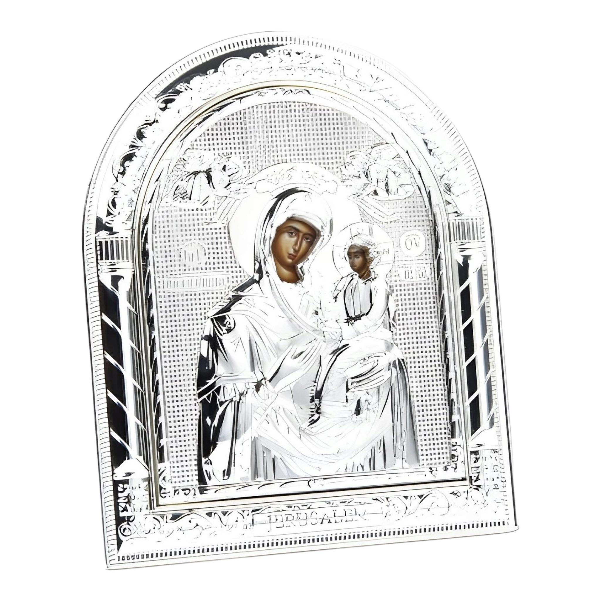 Orthodox Silver Plated Holy Mother Mary & Jesus Icon Plaque