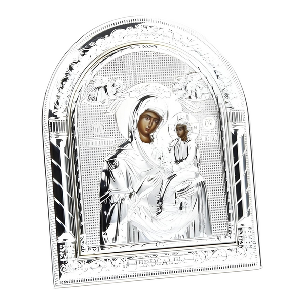 Orthodox Silver Plated Holy Mother Mary & Jesus Icon Plaque