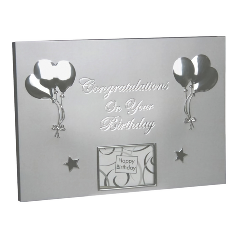 Silver Congratulations On Your Birthday Guest Book & Pen in Gift Box