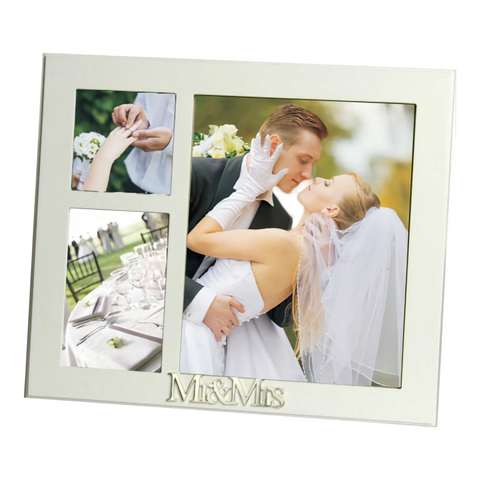 White Mr & Mrs Multi Collage Wedding Photo Frame