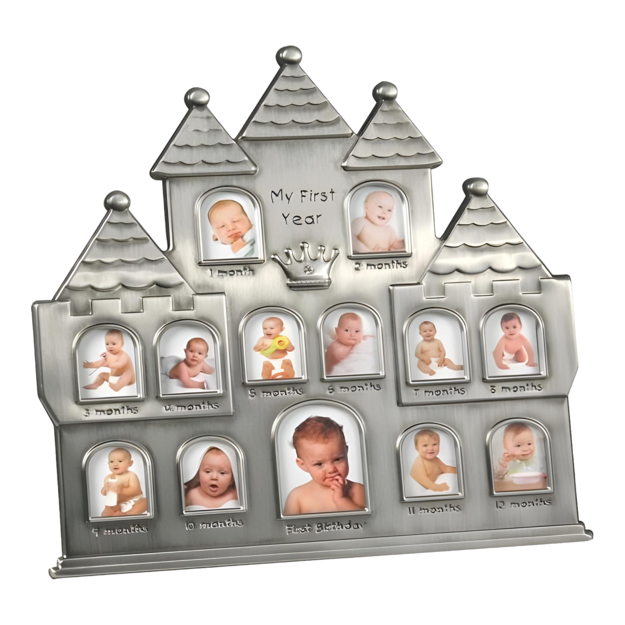 Silver Castle Shape Baby My First Year Multi 12 Months Photo Frame