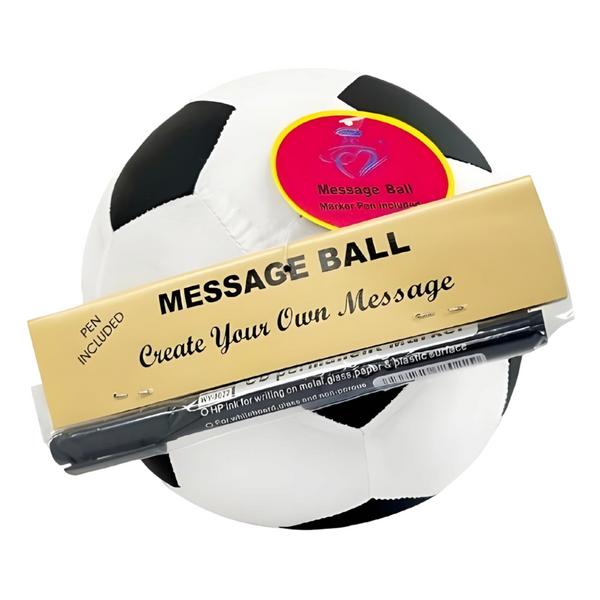 White & Black Message Signature Soccer Ball & Pen