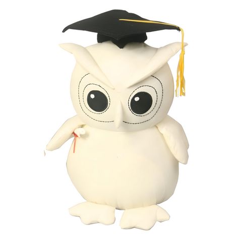 White & Black Graduation Signature Message Owl & Pen Set