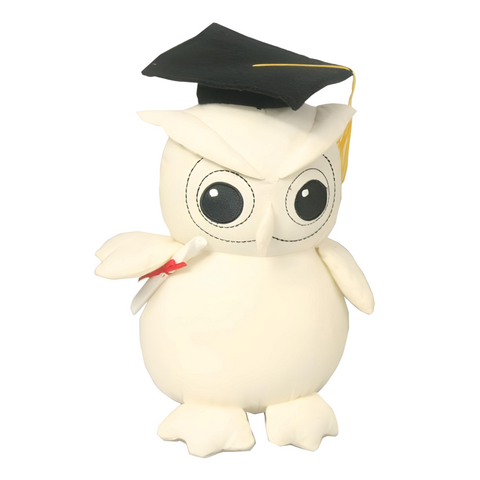 White & Black Graduation Signature Message Owl & Pen Set