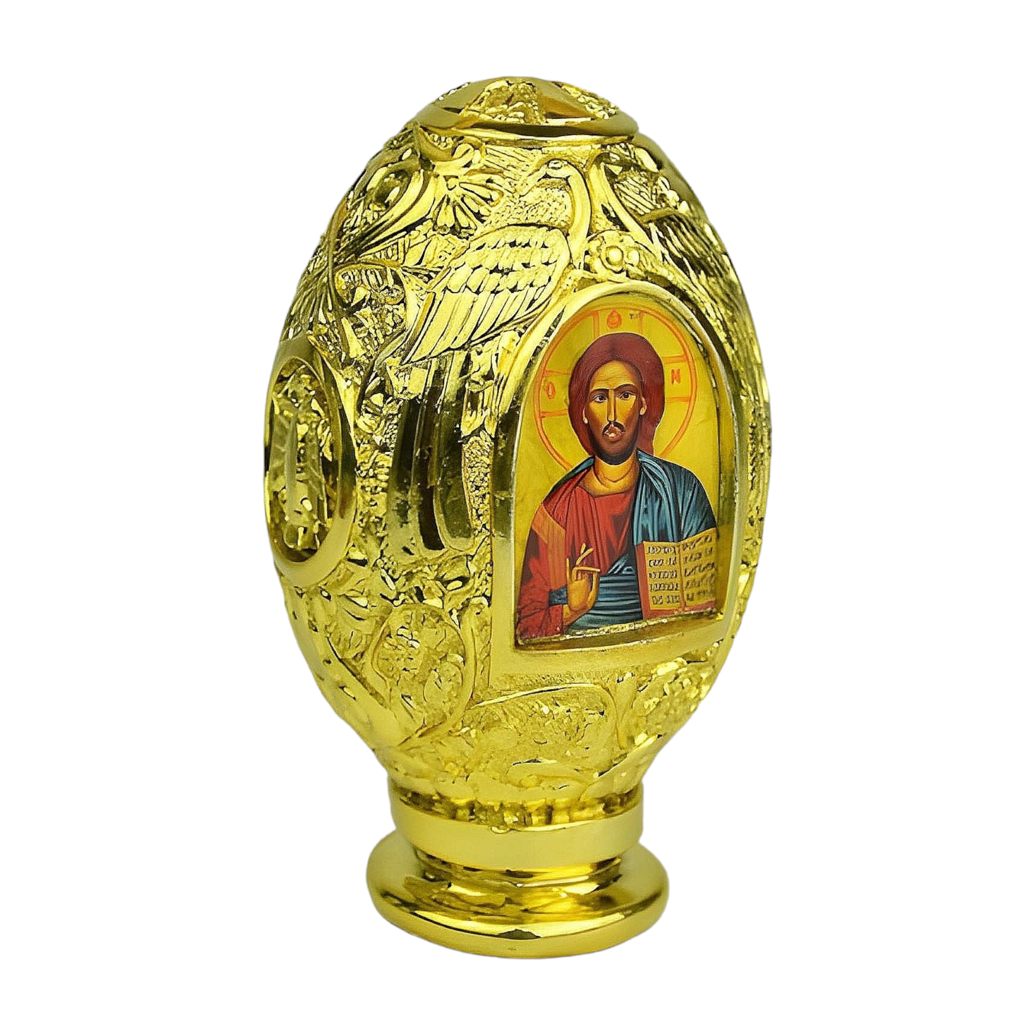 Orthodox Gold Plated Holy Mother Mary & Jesus Double Sided Icon Egg Ornament