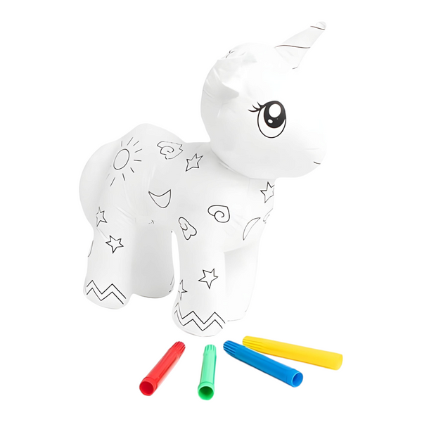Children's White Colour In Craft Plush Toy Unicorn & Marker Texta Pens