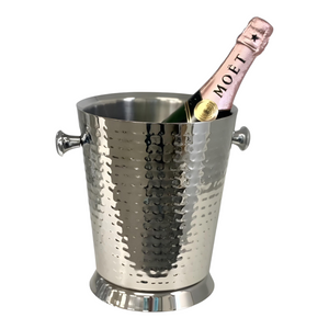 Silver Plated Hammered Single Bottle Champagne & Wine Ice Cooler Bucket