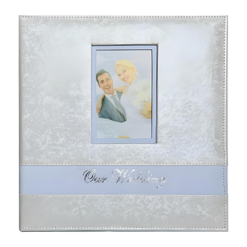 Large White Our Wedding Leather Cover & Frame Photo Album in Gift Box