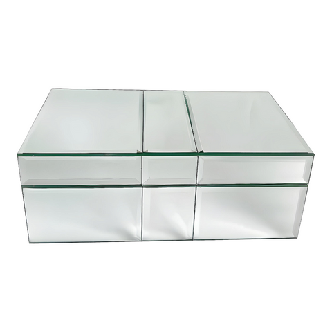 Shiny Silver Plated Rectangle Mirrored Jewellery Box