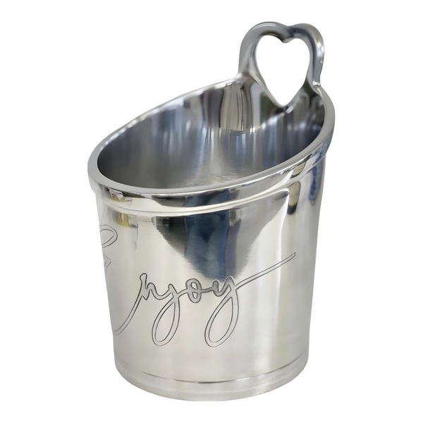 Silver Plated 'Enjoy' Single Bottle Champagne & Wine Ice Cooler Bucket