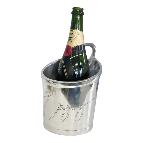 Silver Plated 'Enjoy' Single Bottle Champagne & Wine Ice Cooler Bucket