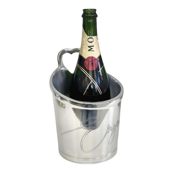 Silver Plated 'Enjoy' Single Bottle Champagne & Wine Ice Cooler Bucket