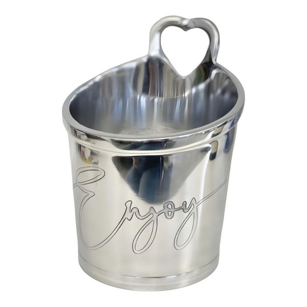 Silver Plated 'Enjoy' Single Bottle Champagne & Wine Ice Cooler Bucket