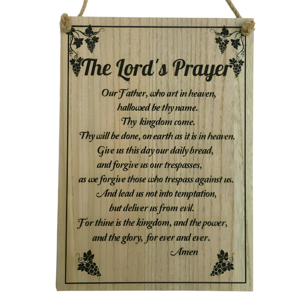 Christian The Lord's Prayer Hanging Wooden Wall Display Sign Plaque