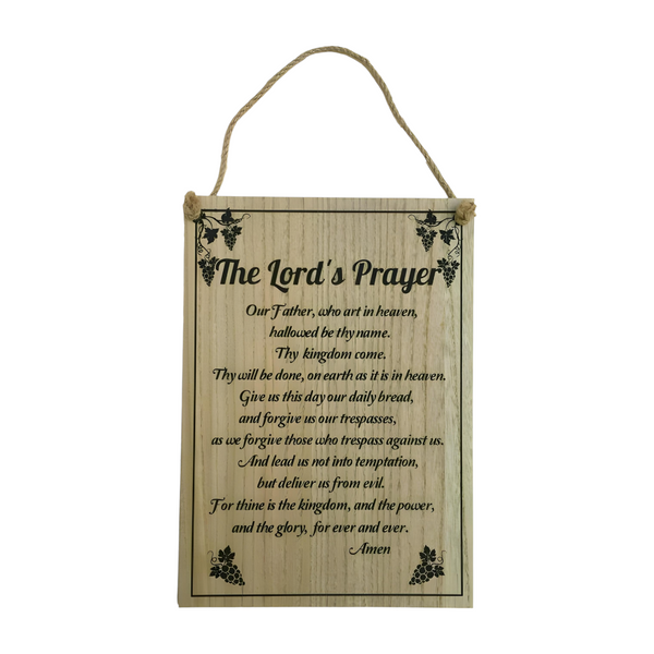Christian The Lord's Prayer Hanging Wooden Wall Display Sign Plaque