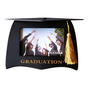 Black Graduation Hat Shape Photo Frame & Hanging Tassel