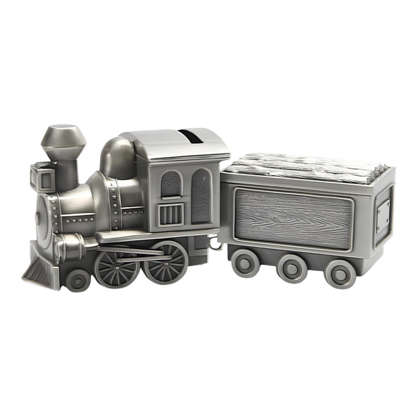 Children's Silver Pewter Train & Carriage Money Box