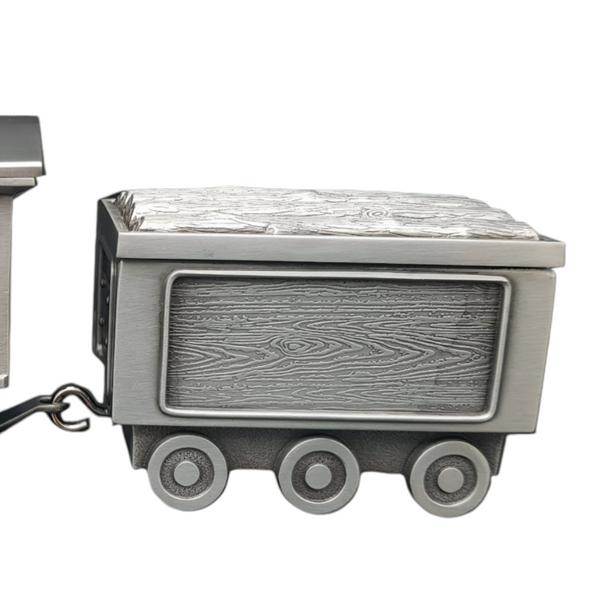 Children's Silver Pewter Train & Carriage Money Box
