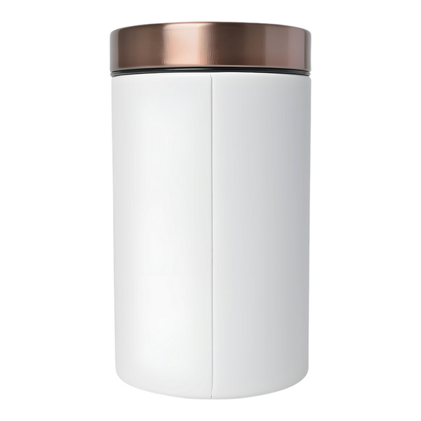 Set 3 White & Rose Gold Lid Metal Kitchen Canisters- Coffee Tea Sugar