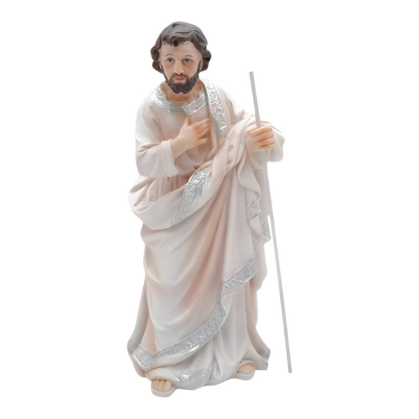 11 Piece Christmas Nativity Scene White & Silver Figurines Display Set- 30cm