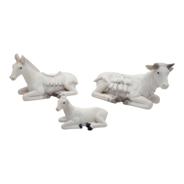 11 Piece Christmas Nativity Scene White & Silver Figurines Display Set- 30cm