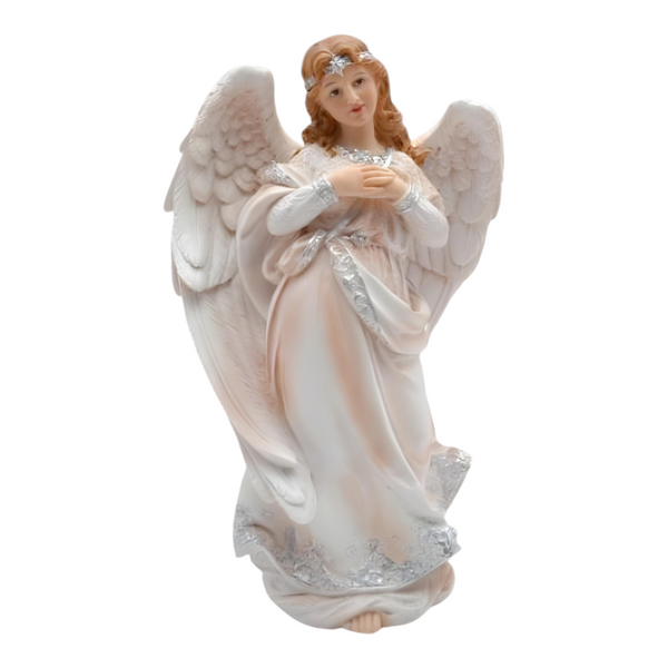 11 Piece Christmas Nativity Scene White & Silver Figurines Display Set- 30cm