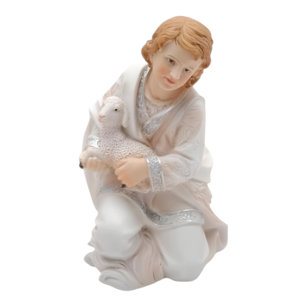 11 Piece Christmas Nativity Scene White & Silver Figurines Display Set- 30cm