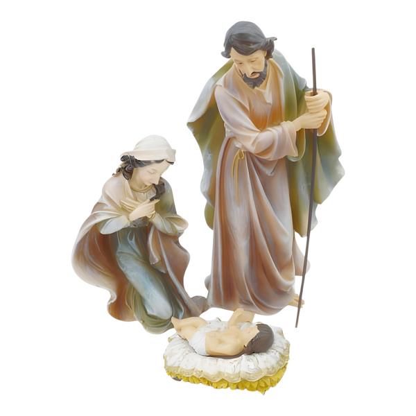 3 Piece Christmas Nativity Holy Family Colour Figurines Display Set