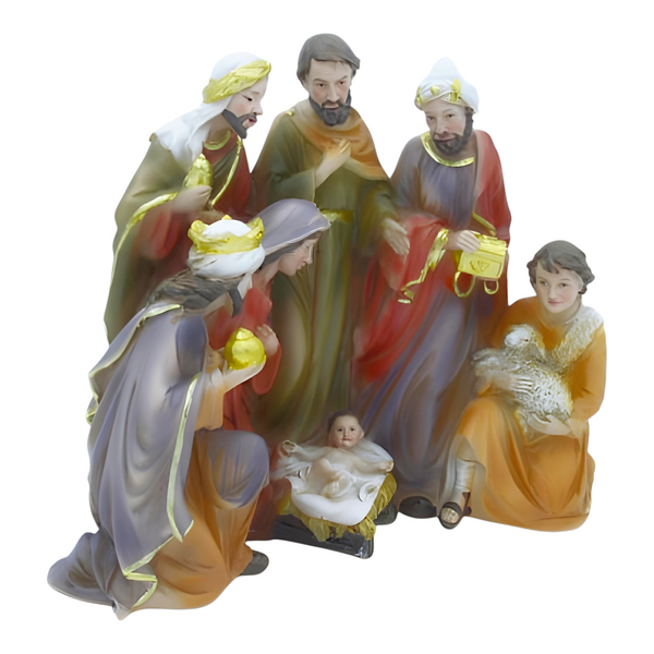 Christmas Nativity Scene Colour Statue
