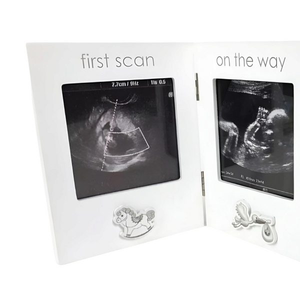 White Wooden Baby's First Ultrasound Sonogram Scan & First Photo Multi Collage Frame