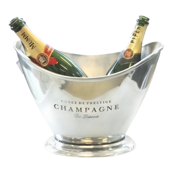 Silver Plated Oval Cuvee Champagne France Ice Cooler Bucket with Handles