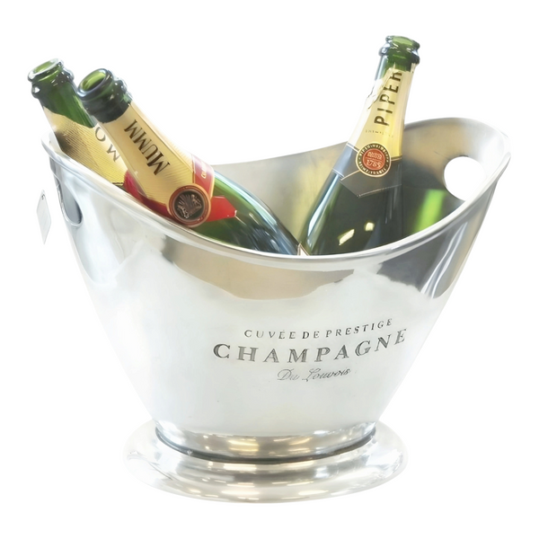 Silver Plated Oval Cuvee Champagne France Ice Cooler Bucket with Handles