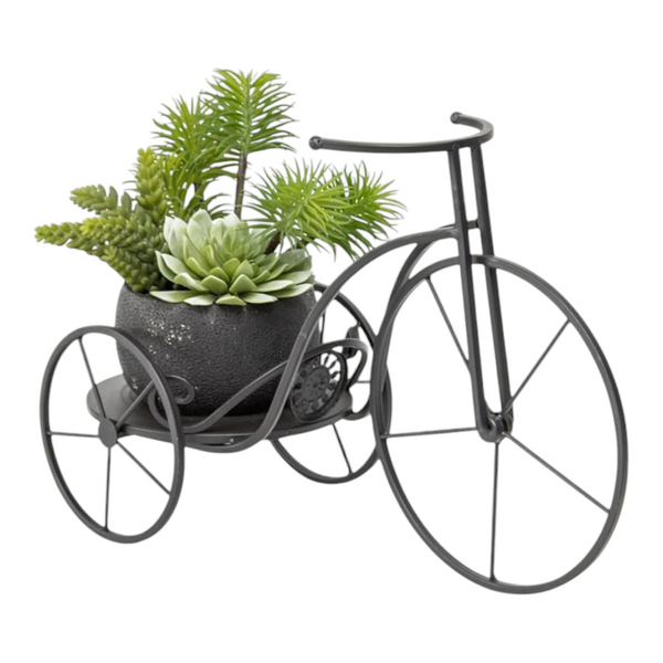 Black Decorative Penny Fathering Bicycle Garden Pot Planter Holder