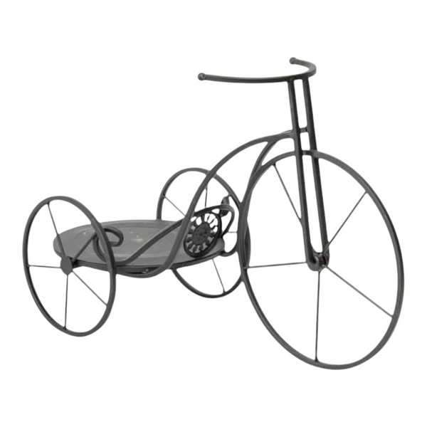 Black Decorative Penny Fathering Bicycle Garden Pot Planter Holder