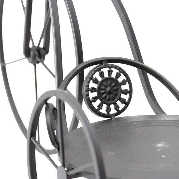 Black Decorative Penny Fathering Bicycle Garden Pot Planter Holder