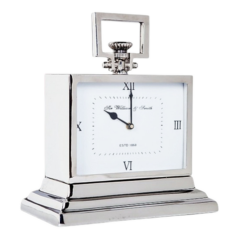 Silver Nickel Plated White Face Sir William & Smith Mantel Clock