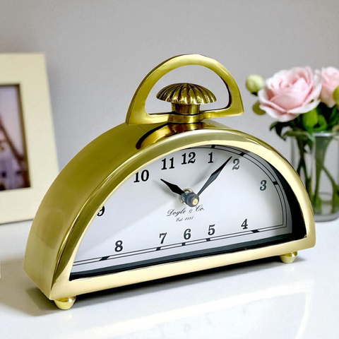 Gold Plated Crescent Mantel Clock