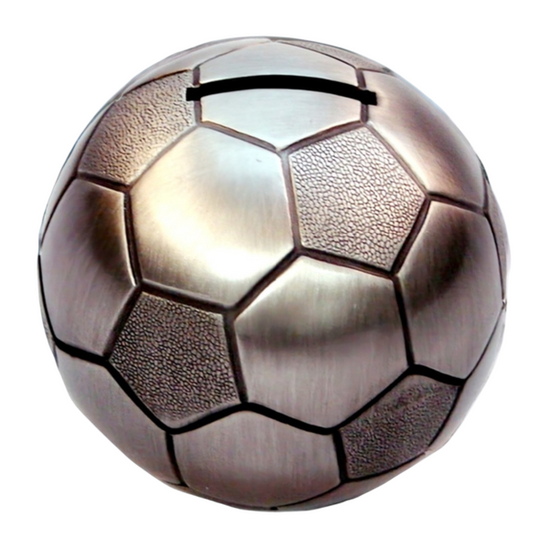 Children's Silver Pewter Soccer Ball Money Box
