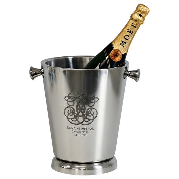 Silver Domaine Familial Double Wall Single Bottle Champagne Ice Cooler Bucket