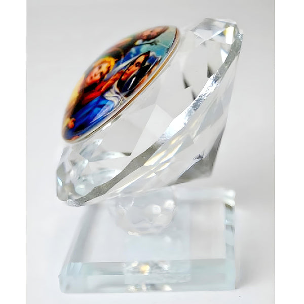 Catholic Crystal Cut Glass The Holy Family Religious Ornament